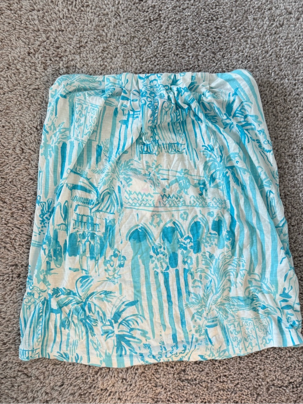 Lily Pulitzer Strapless Blouse | Tropical Blue and White